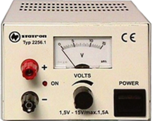 Laboratory power supply, 1,5 bis 15 VDC, outputs: 1 (1.5 A), 40 W, 230 VAC, 2256.1