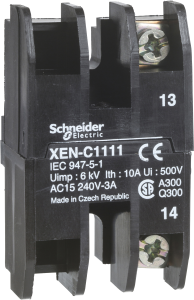 Auxiliary switch, 1 Form A (N/O), 240 V, 3 A, XENC1111