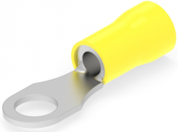 Insulated ring cable lug, 2.62-6.64 mm², AWG 12 to 10, 6.35 mm, M6, yellow