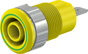 4 mm socket, flat plug connection, mounting Ø 12.2 mm, CAT III, yellow/green, 49.7044-20