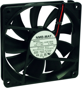 DC axial fan, 12 V, 119 x 119 x 25 mm, 195 m³/h, 41.5 dB, ball bearing, NMB-Minebea, 4710KL-04W-B50-E00