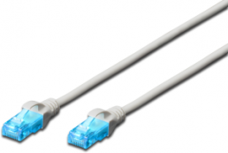 Patch cable, RJ45 plug, straight to RJ45 plug, straight, Cat 5e, U/UTP, PVC, 30 m, gray