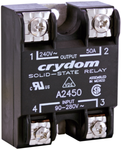 Solid state relay, 280 VAC, instantaneous switching, 90-280 VAC, 50 A, PCB mounting, A2450-10