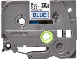 Labelling tape cartridge, 9 mm, tape blue, font black, 8 m, TZE-521