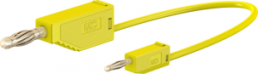 Measuring lead with (2 mm plug, spring-loaded, straight) to (4 mm plug, spring-loaded, straight), 300 mm, yellow, PVC, 0.5 mm², CAT O