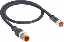 Sensor actuator cable, M12-cable plug, straight to M8-cable socket, straight, 3 pole, 0.6 m, PUR, black, 4 A, 1210 0800 03 300 0,6M