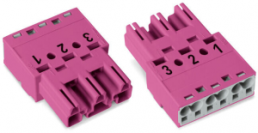 Plug, 3 pole, spring-clamp connection, 0.5-4.0 mm², pink, 770-293