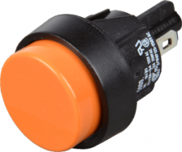 Pushbutton, 1 pole, orange, unlit , 4 (2) A/250 VAC, mounting Ø 16 mm, IP40, 5000.0103
