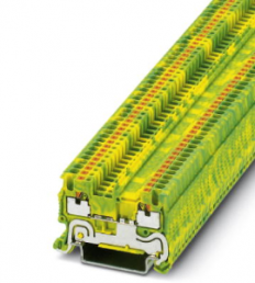 Protective conductor terminal, push-in connection, 0.14-1.5 mm², 2 pole, 6 kV, yellow/green, 3208139