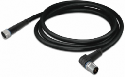 Sensor actuator cable, M8-cable socket, straight to M12-cable plug, angled, 4 pole, 2 m, PUR, black, 4 A, 756-5508/040-020