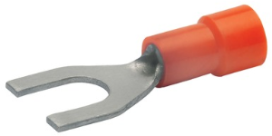 Insulated forked cable lug, 0.5-1.0 mm², AWG 20 to 18, 3.2 mm, M3, red