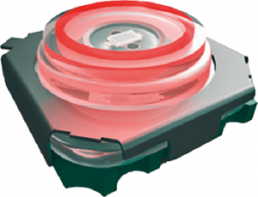 Short-stroke pushbutton, 1 Form A (N/O), 50 mA/28 V, illuminated, red, actuator (transparent), 4 N, SMD