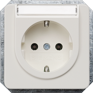 German schuko-style socket outlet with label field, white, 16 A/250 V, Germany, IP20, 5UB1407