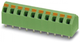 PCB terminal, 10 pole, pitch 5.08 mm, AWG 24-16, 9 A, spring-clamp connection, green, 1751244