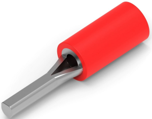 Insulated pin cable lug, 0.25-1.6 mm², AWG 22 to 16, 1.8 mm, red