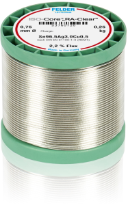 Solder wire, lead-free, SAC (Sn96.5Ag3.0Cu0.5), Ø 0.75 mm, 0.25 kg