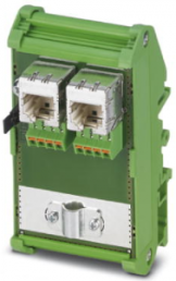 Patch panel, RJ45 socket, (W x H x D) 52 x 90 x 51 mm, green, 2903532