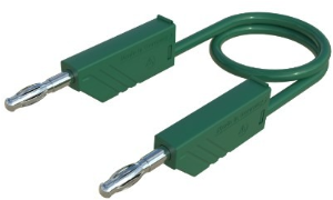 Measuring lead with (4 mm plug, spring-loaded, straight) to (4 mm plug, spring-loaded, straight), 1.5 m, green, silicone, 1.0 mm², CAT O