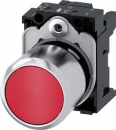 Pushbutton, red, unlit , mounting Ø 22.3 mm, IP66/IP67/IP69/IP69K, 3SU1250-0EB20-0AA0