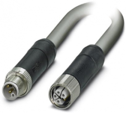Sensor actuator cable, M12-cable plug, straight to M12-cable socket, straight, 5 pole, 0.3 m, PUR, gray, 16 A, 1425009