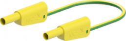Measuring lead with (4 mm lamella plug, straight) to (4 mm lamella plug, straight), 250 mm, green/yellow, PVC, 2.5 mm², CAT II, CAT III