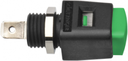 Quick pressure clamp, green, 30 VAC/60 VDC, 16 A, faston plug, nickel-plated, ESD 498 / GN
