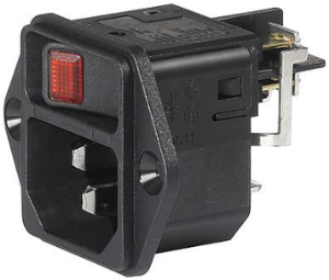 Combination element C14 or C18, 3 pole/2 pole, screw mounting, plug-in connection, black, DC11.0021.006