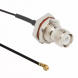 Coaxial Cable, TNC jack (straight) to AMC plug (angled), 50 Ω, 1.37 mm micro cable, grommet black, 150 mm