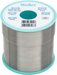 Solder wire, lead-free, SC (Sn0.7Cu3.5%), Ø 1 mm, 500 g