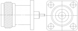 N socket 50 Ω, solder connection, straight, 172117-30