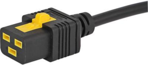Device connection line, Europe, plug type E + F, straight on C19 jack, straight, H05VV-F3G1.5mm², black, 6 m