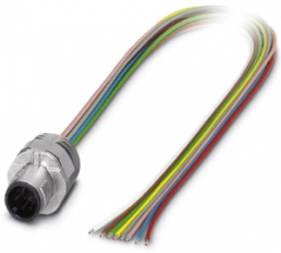 Sensor actuator cable, M12-flange plug, straight to open end, 8 pole, 0.5 m, 2 A, 1523502