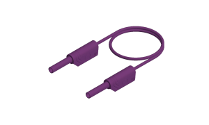 Measuring lead with (2 mm plug, spring-loaded, straight) to (2 mm plug, spring-loaded, straight), 250 mm, purple, PVC, 1.0 mm², CAT III