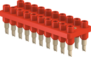 4.5 mm socket header, solder connection, red, 63.9358-22
