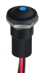 Pushbutton, 1 pole, black, illuminated  (blue), 0.1 A/28 V, mounting Ø 15.5 mm, IP67/IP69K, IXP3W02BRXCD