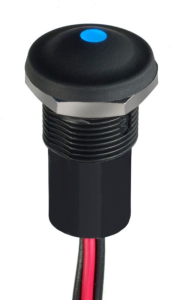 Pushbutton, 1 pole, black, illuminated  (white), 0.1 A/28 V, mounting Ø 15.5 mm, IP67/IP69K, IXP3W02WRXCD