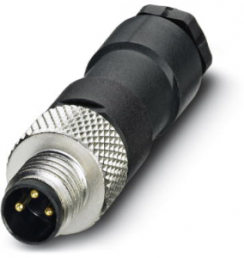 Plug, M8, 3 pole, solder connection, screw locking, straight, 1681156