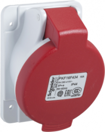 CEE surface-mounted socket, 4 pole, 16 A/380-415 V, red, IP44, PKF16F434