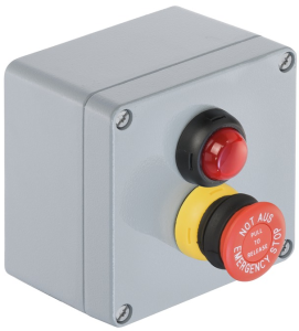 Klippon control station, 1 emergency stop pushbutton red, 1 indicator lamp red, 2 Form B (N/C), 1537530000