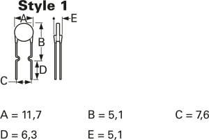 PTC fuse, self-resetting, radial, 60 V (DC), 40 A, 1.8 A (trip), 900 mA (hold), MF-R090