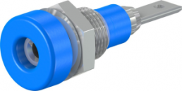 2 mm socket, flat plug connection, mounting Ø 6.4 mm, blue, 23.0030-23