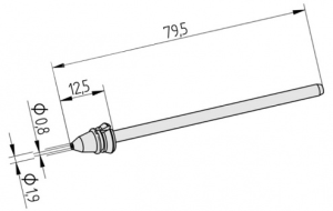 Desoldering tip, conical, (L x W) 79.25 x 1.9 mm, 0742ED0819/SB