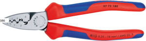 Crimping pliers for wire end ferrules, 0.25-16 mm², AWG 23-5, Knipex, 97 72 180