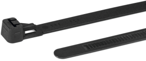 Cable tie, releasable, polyamide, (L x W) 250 x 7.6 mm, bundle-Ø 16 to 68 mm, black, -40 to 85 °C