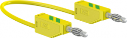 Measuring lead with (4 mm plug, spring-loaded, straight) to (4 mm plug, spring-loaded, straight), 1.5 m, green/yellow, PVC, 1.0 mm², CAT O