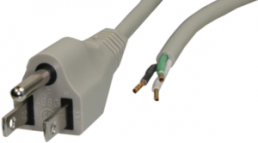 Connection line, North America, plug type B, straight on open end, SVT 3 x AWG 18, black, 3 m