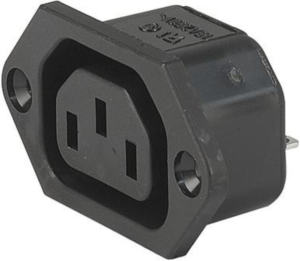 Built-in appliance socket F, 3 pole, screw mounting, plug-in connection, black, 6600.3200.21