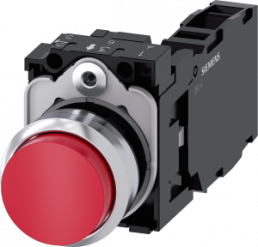 Pushbutton, red, unlit , mounting Ø 22.3 mm, IP20/IP66/IP67/IP69/IP69K, 3SU1150-0BB20-1FA0