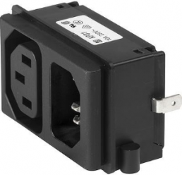 Combination element C14 + F, 3 pole, screw mounting, PCB connection, black, KP01.1052.01