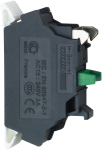 Auxiliary switch block, 1 Form A (N/O), 240 V, 3 A, ZBE1015